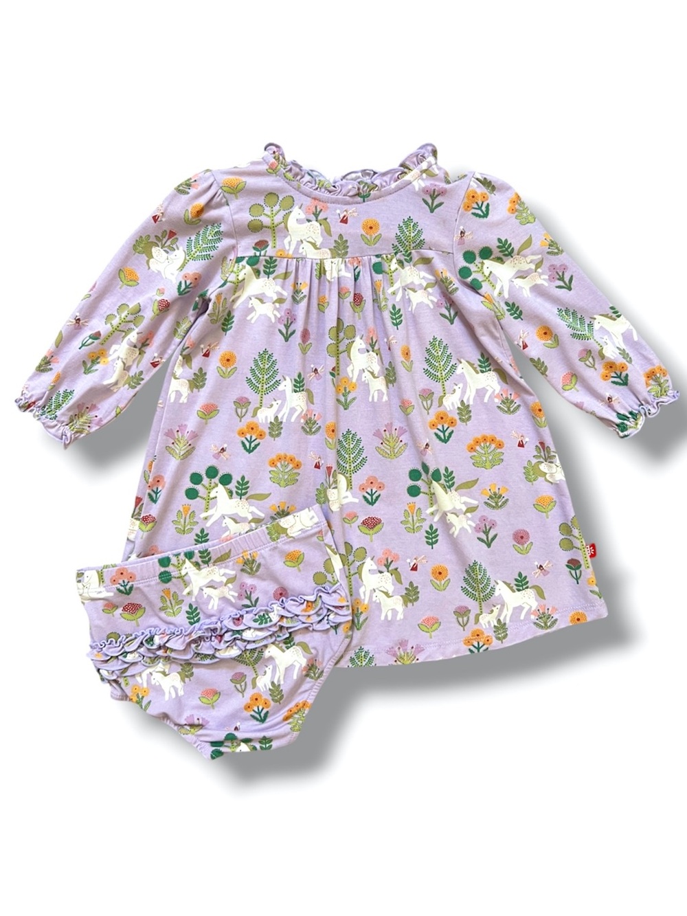 Magnetic Me Folk Magic Ruffled Dress Diaper Cover Set 12-18M Purple Unicorn